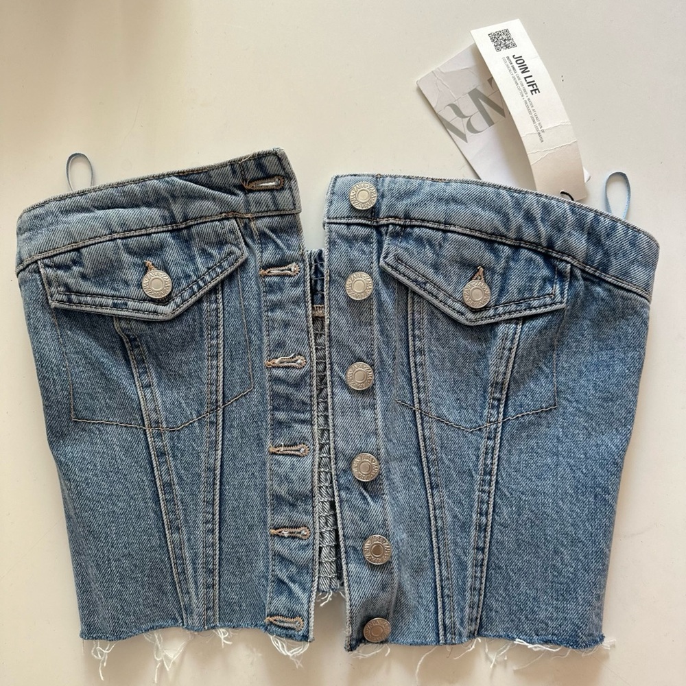 Zara corset style denim top
